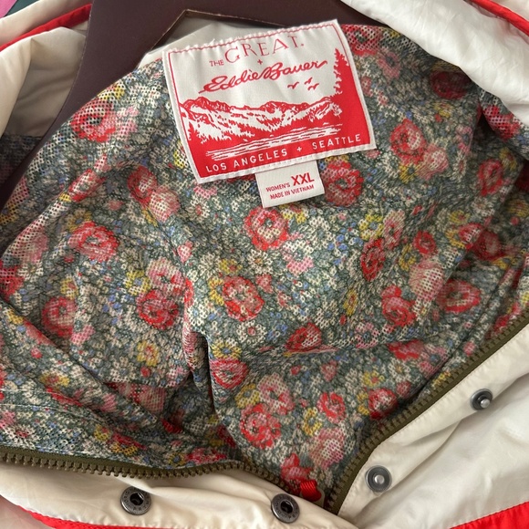 The Great x Eddie Bauer Rain Anorak Jacket Coat XXL 2X Windbreaker Hood Green - Picture 7 of 9